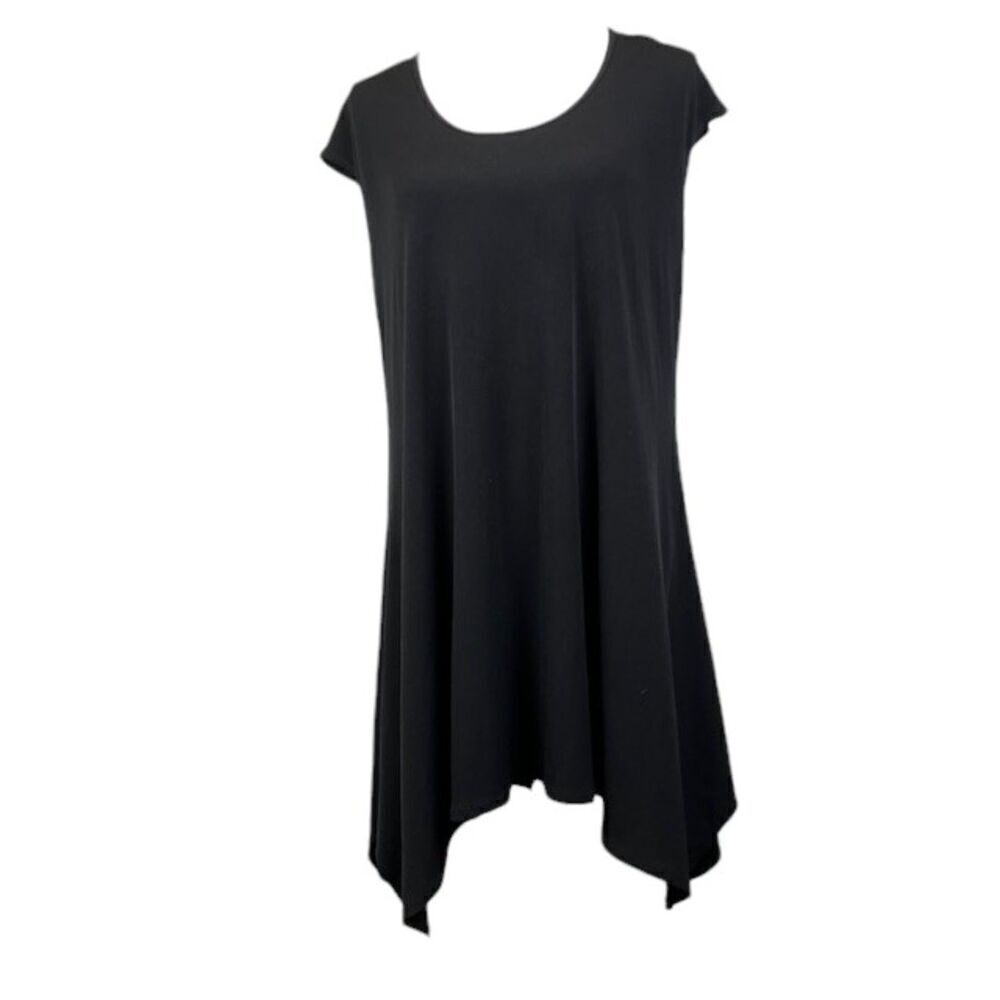 Clara Sun Woo Black Pullover Dress Asymmetric Hem Sleeveless Round Neck Size XL